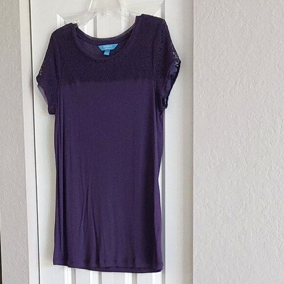 Vera Wang Purple Short Sleeve Women's Top Size L - Picture 3 of 8